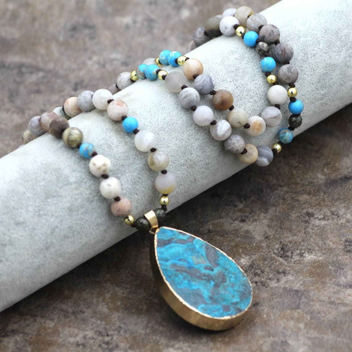 Natural Raw Amazonite Gemstone Healing Necklace