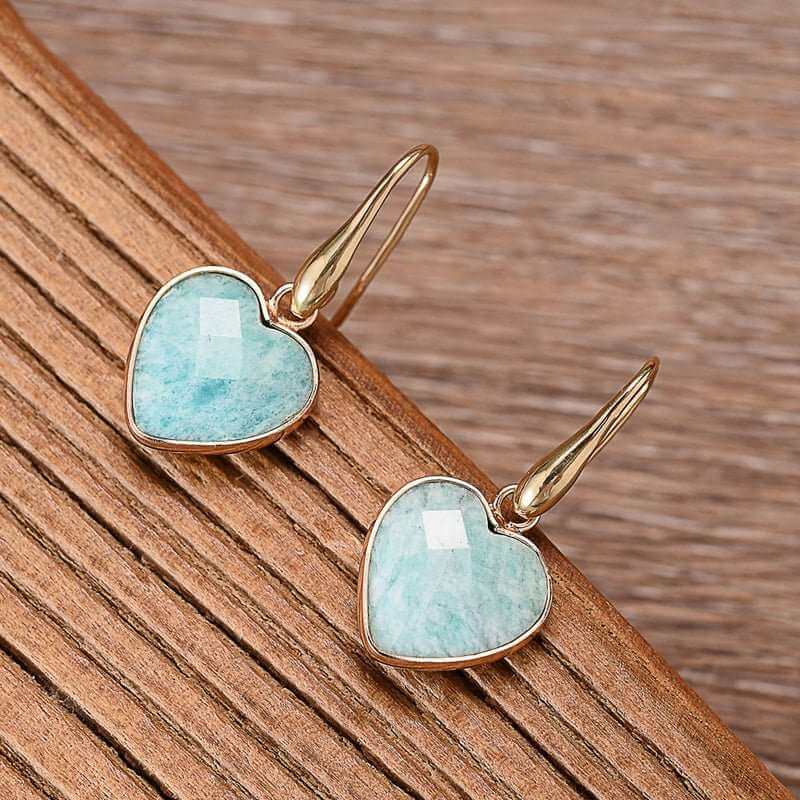 Amazonite Love Teardrop Earrings - Mystic Tribes