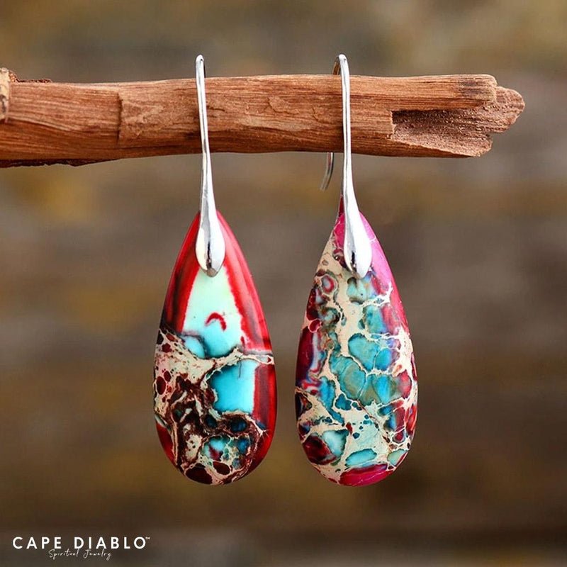 Imperial Jasper Teardrop Earrings - Mystic Tribes