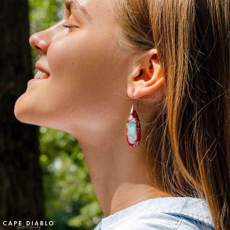 Imperial Jasper Teardrop Earrings - Mystic Tribes