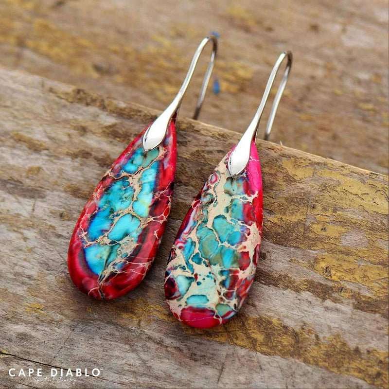 Imperial Jasper Teardrop Earrings - Mystic Tribes