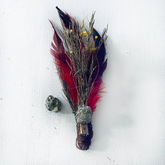 PYRITE + CINNAMON BESOM BROOM - Mystic Tribes