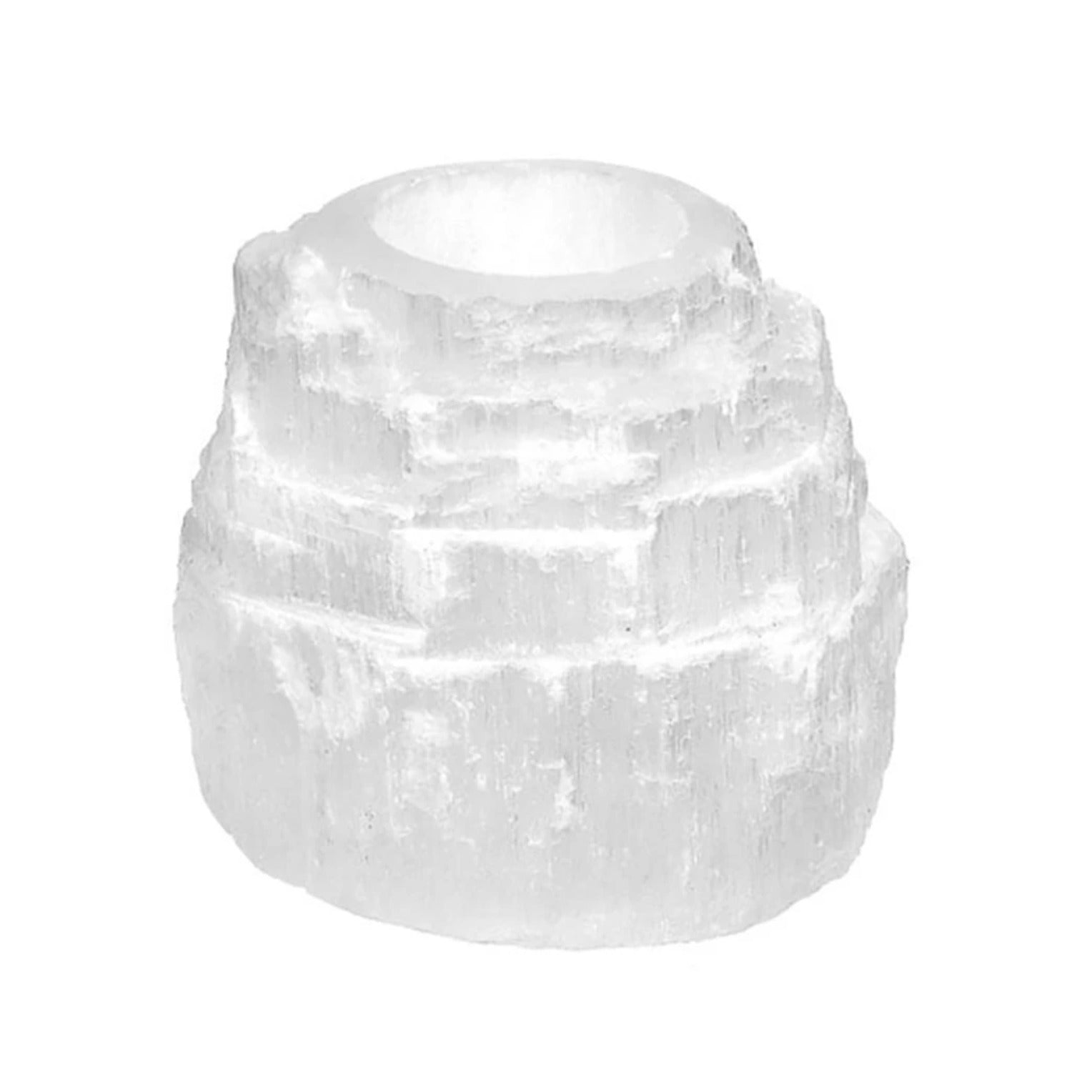 Selenite Tea Light Holder – Rough - Mystic Tribes