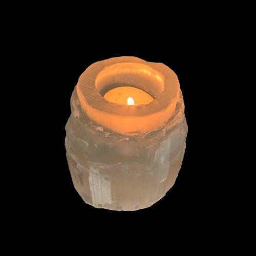 Selenite Tea Light Holder – Rough - Mystic Tribes