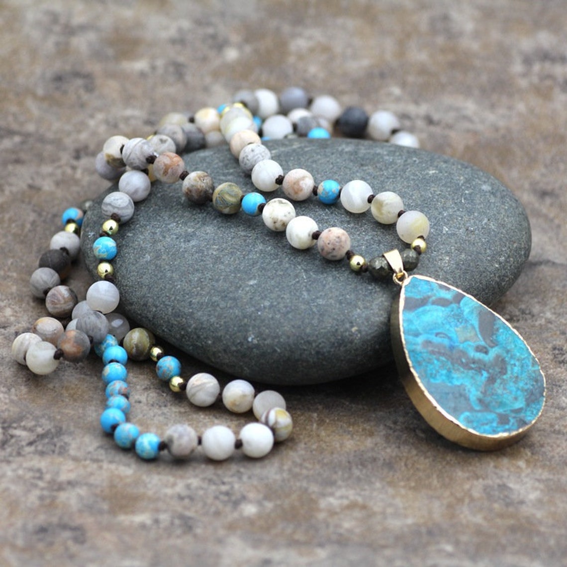 Natural Raw Amazonite Gemstone Healing Necklace