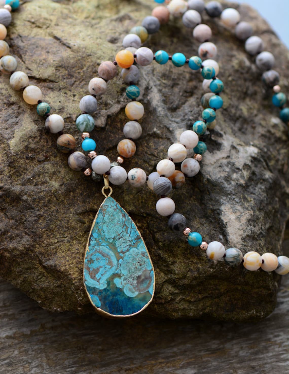 Natural Raw Amazonite Gemstone Healing Necklace