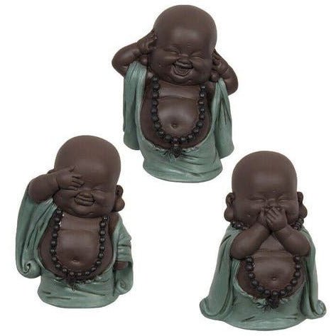 Happy Turquoise Cute Wise Monk 3pcs - Mystic Tribes