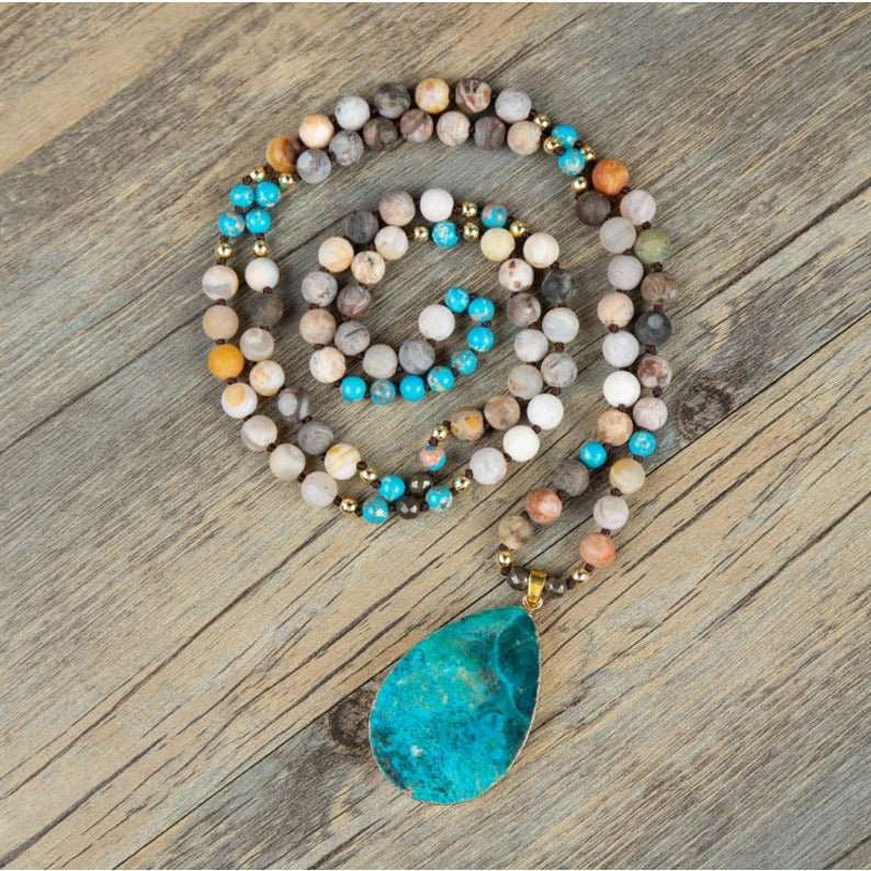 Natural Raw Amazonite Gemstone Healing Necklace - Mystic Tribes