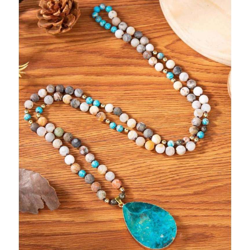 Natural Raw Amazonite Gemstone Healing Necklace - Mystic Tribes