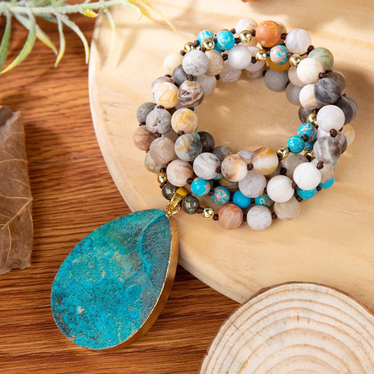 Natural Raw Amazonite Gemstone Healing Necklace - Mystic Tribes